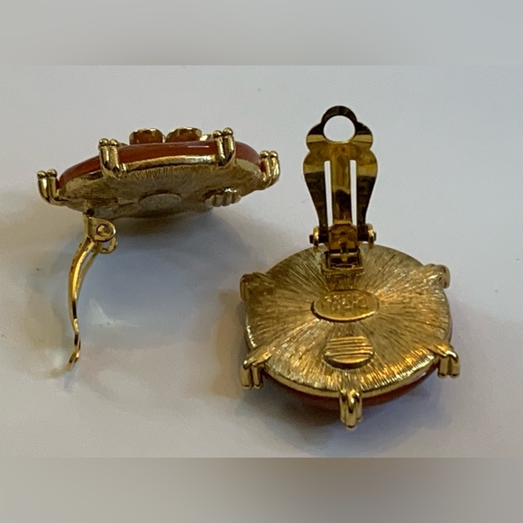 Vintage Joan Rivers Gold Brown Flower Clip-on Earrings - Picture 5 of 6